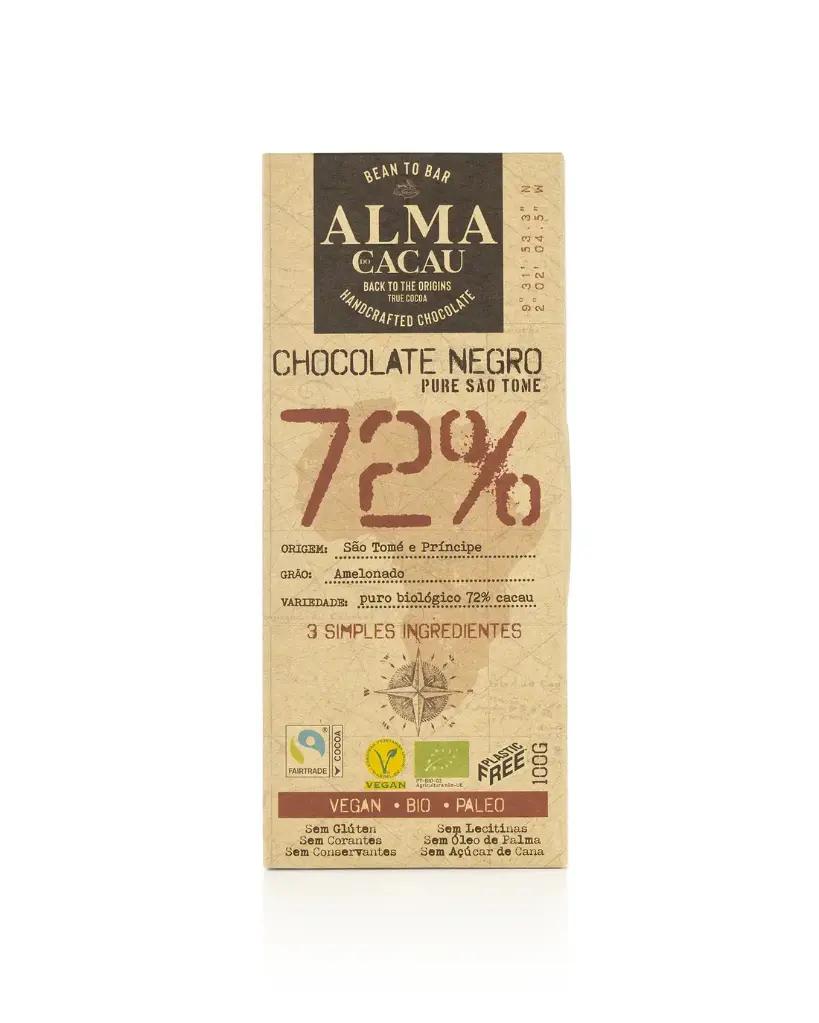 Bio Dark Chocolate 72% 100g - Alma de Cacau 