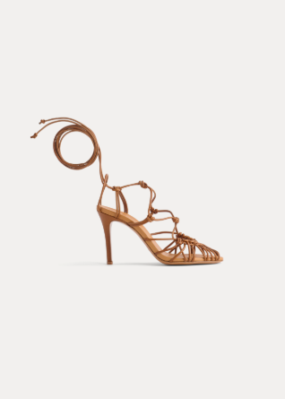 [13699_my shoes] FORTE FORTE - Thin Heel Sandals Leather Tubular Laces (38)