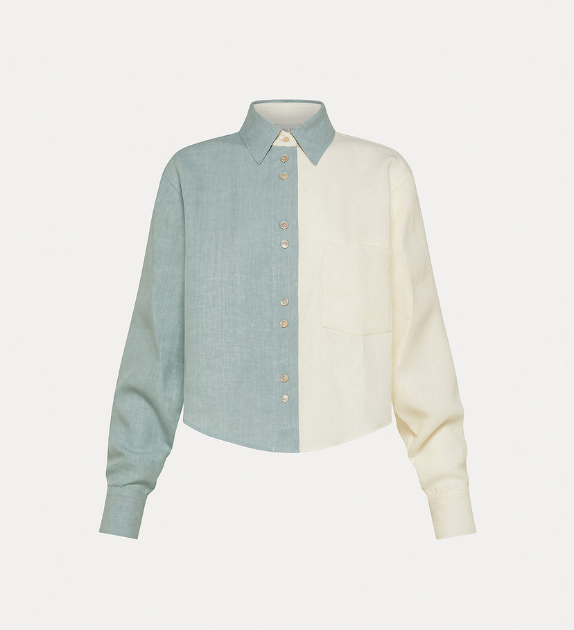 [13829_1] FORTE FORTE - Chic Block Colour Linen Shirt (1)