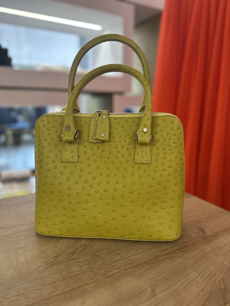 Bugatti Leather Bag Ostrich Effect Lime - BIDINIS BAGS 