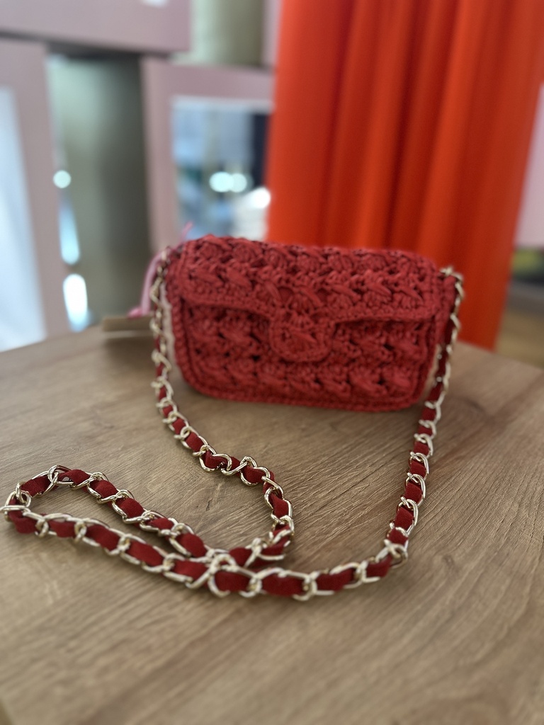Mini Lucrezia Crochet Coral Red - BIDINIS BAGS