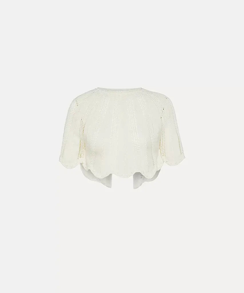 [12456_my knit] FORTE FORTE - Cape–style top in mercerised crocheted cotton (1)