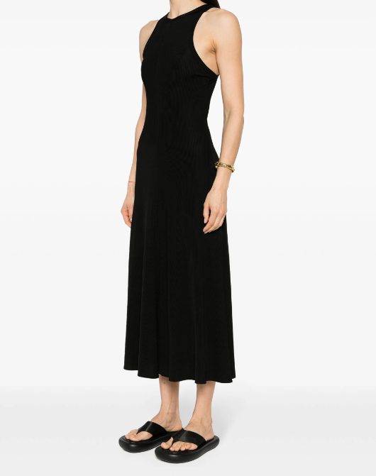 FORTE FORTE - Chic Viscose Ribbed Black Dress 