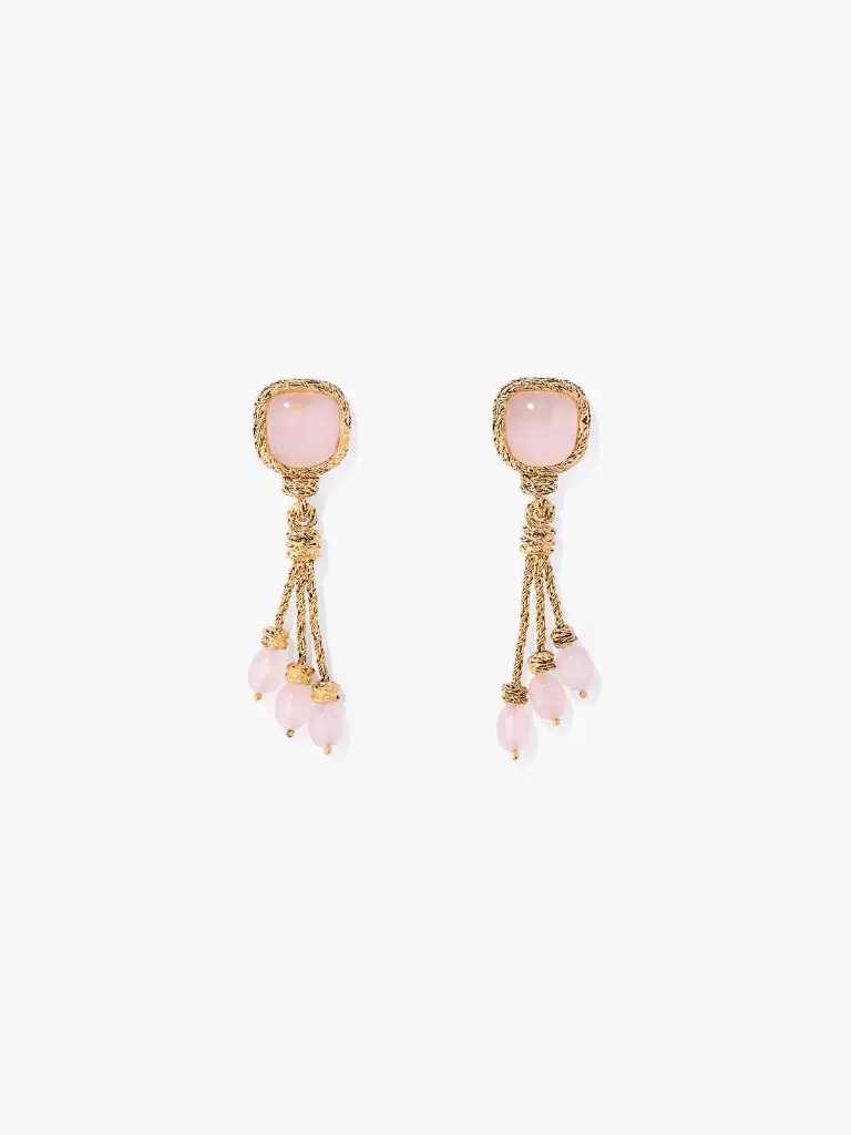 AURELIE BIDERMANN - Boucles d'oreilles Miki quartz rose