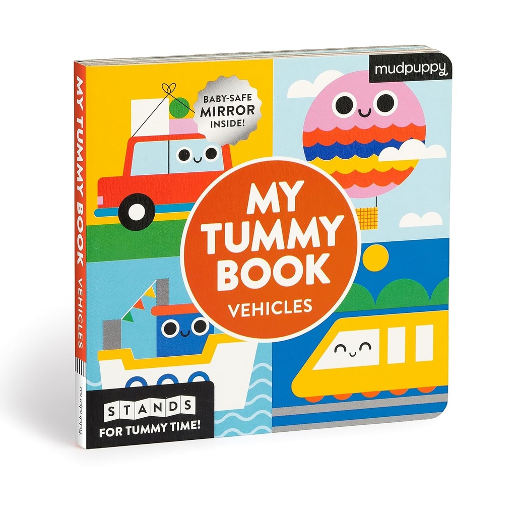 My Tummy Book Vehicles: High-Contrast Fold-Out Book That Stands for Tummy Time, Baby-Safe Mirror Inside!