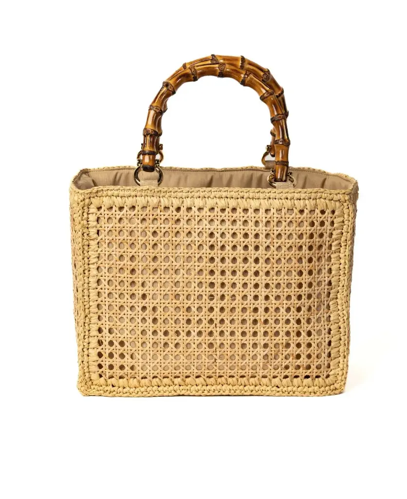 Tote Rattan with bamboo handles - BIDINIS BAGS