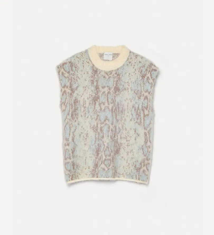 [#14166_my knit] FORTE FORTE - Alpaca Jacquard Vest Plumes de Python (1)