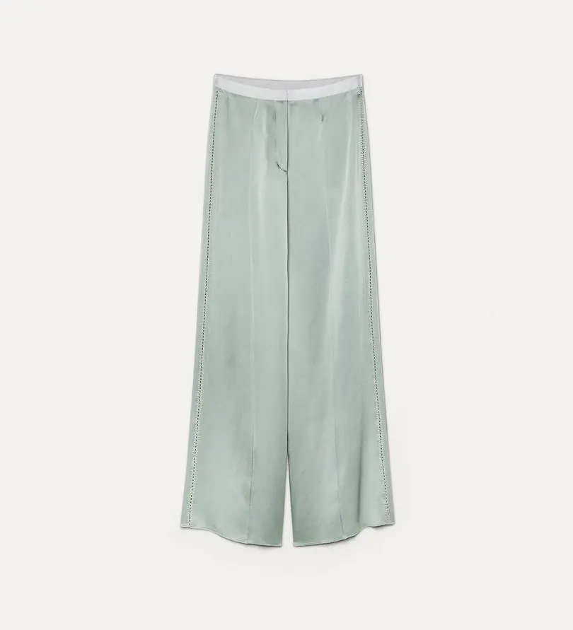 [#14061bis_my pants] FORTE FORTE - Embroidered trousers in satin (1)