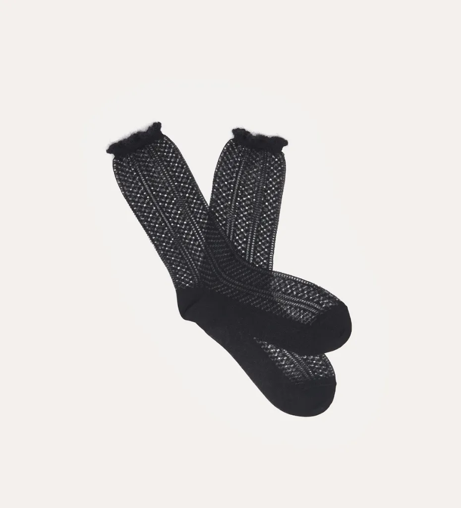 [#14203_my socks] FORTE FORTE - openwork socks black