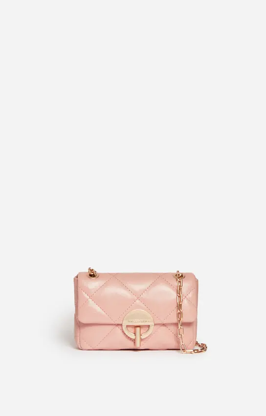 VANESSA BRUNO - Small Leather Moon Bag Pink Powder
