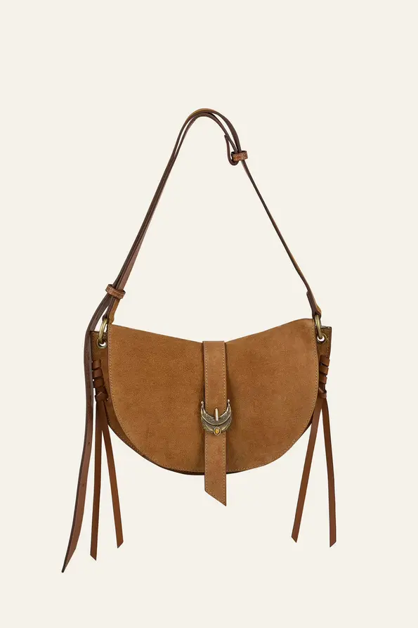 BA&SH - SADDLE Suede Bag Cognac