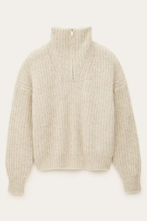 BA&SH - BELTANE Half-Zip Jumper Beige (1)