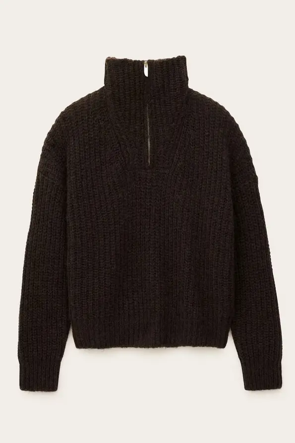 BA&SH - BELTANE Half-Zip Jumper Chocolate (1)