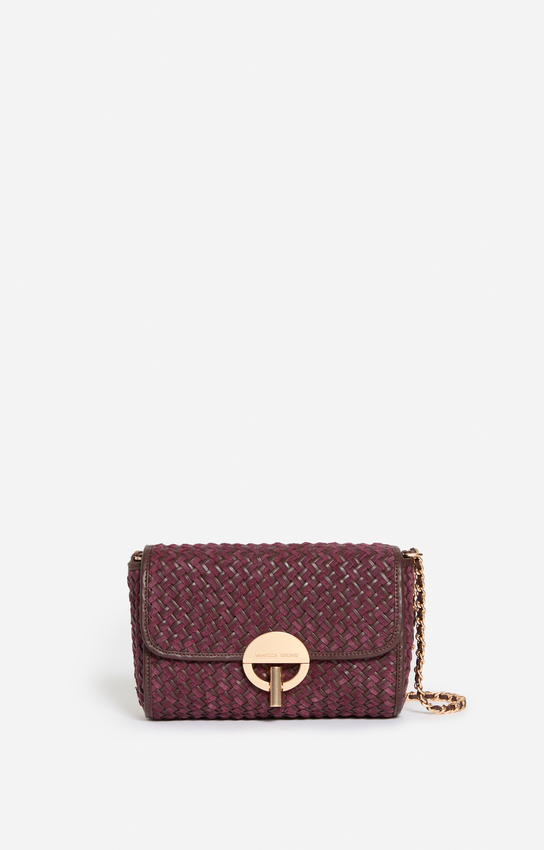 [25H 5HVD05-V40533] VANESSA BRUNO - Medium Moon Bag in Braided Suede Leather Cowhide leather