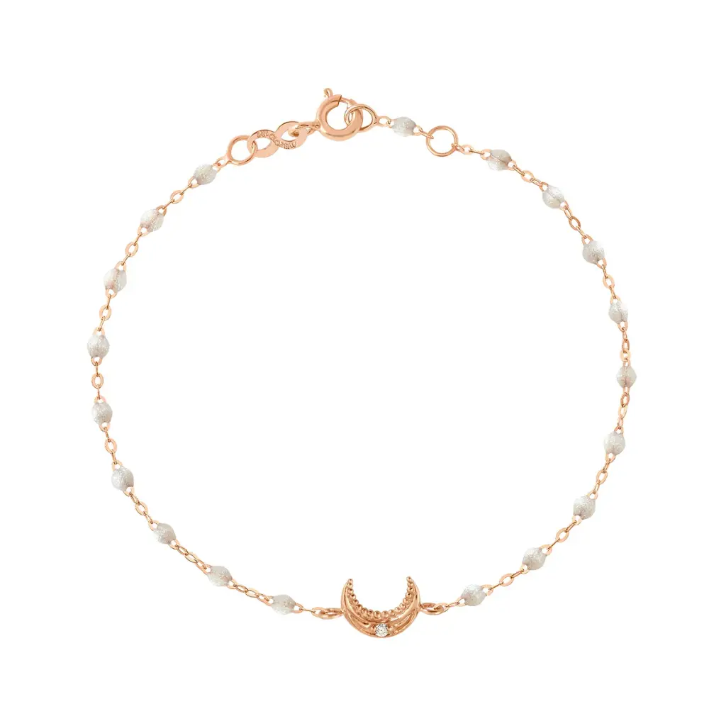 [B3LU003R6117DI] Diamond Moon OPAL Bracelet 17 cm, 18ct Rose Gold - GIGI CLOZEAU 