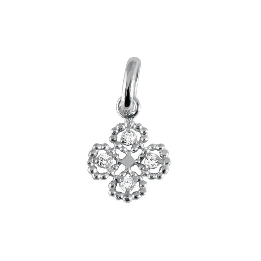Diamond LUCKY CLOVER Pendant 18ct White Gold - GIGI CLOZEAU