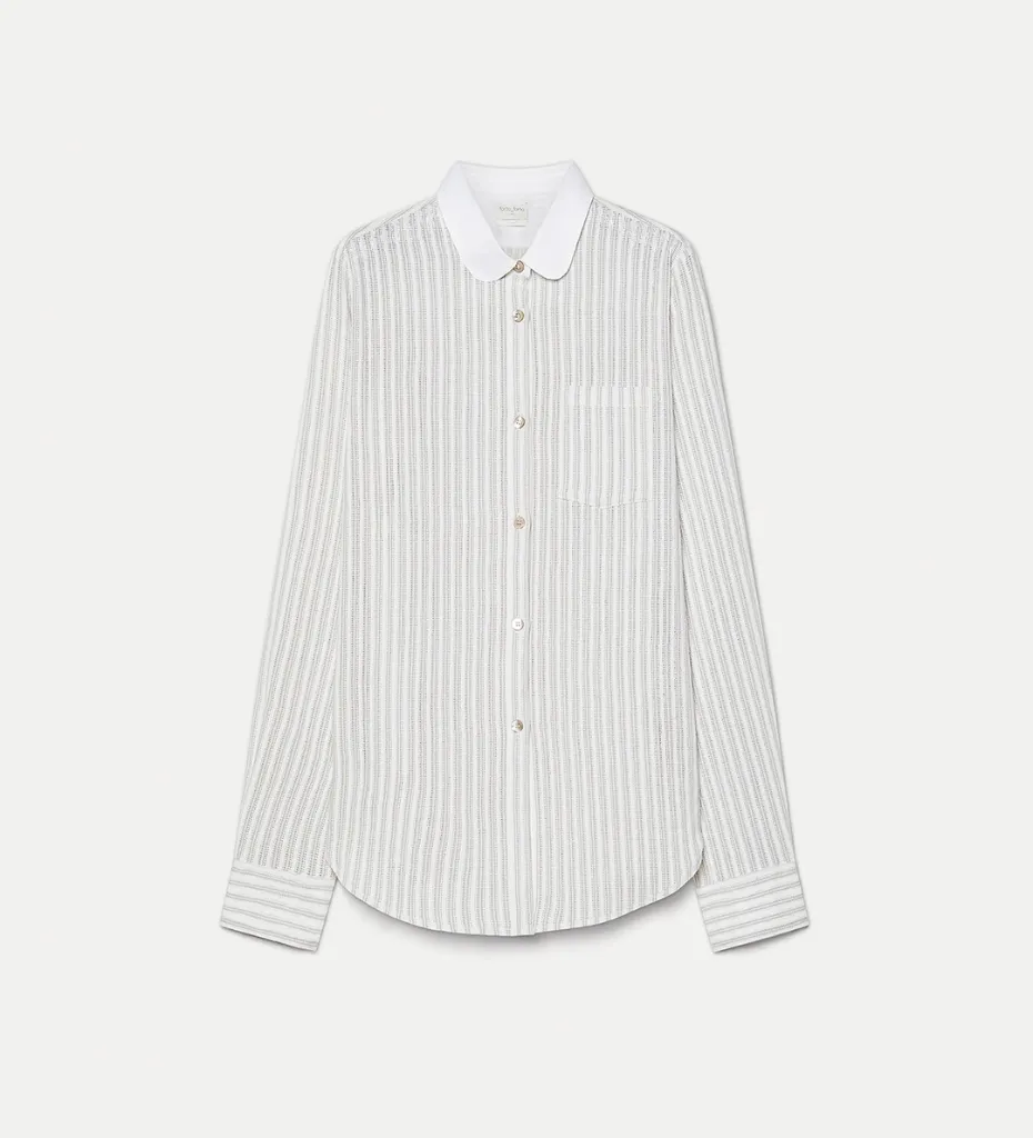 [14613_my shirt] FORTE FORTE - leno weave stripe french collar	regular shirt (1 (S))