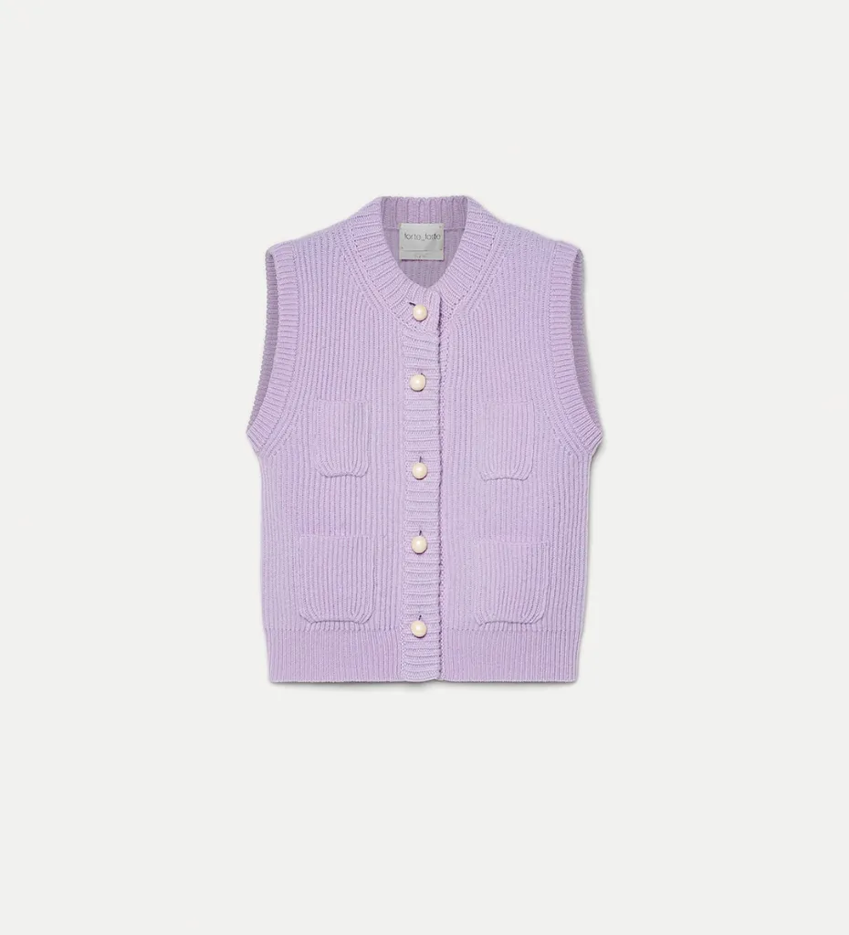 [14656_my knit] FORTE FORTE - english rib vest in cashmere and wool (1(S))