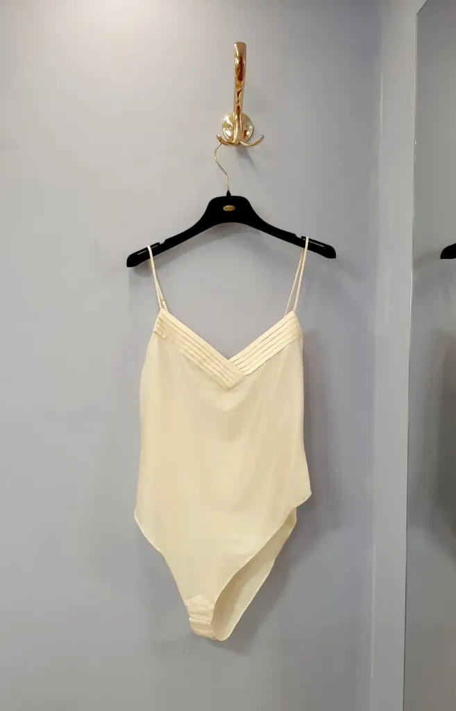 [14586_my lingerie] FORTE FORTE - bodysuit in stretch silk satin yogurt (0(XS))
