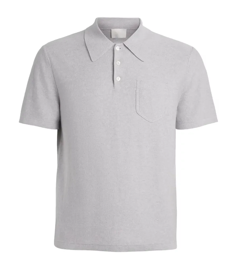 [COHNX-H23476PLB HEATHERED LIGHT GREY] A.P.C. - Cotton-Cashmere Eliot Polo Shirt (S)