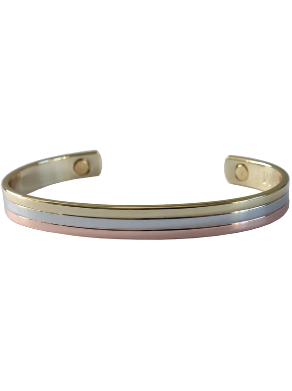 [71194] Bracelet with Magnets Rounded Bangle 3 Metals