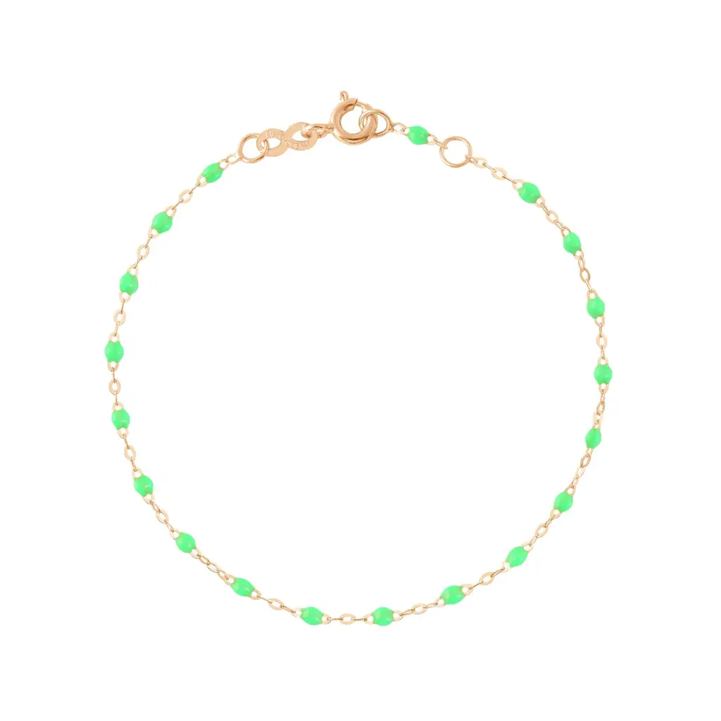 [B3GI001R36 17 XX] GIGI CLOZEAU - Classic Gigi NEON GREEN Bracelet 18ct Rose Gold 17cm