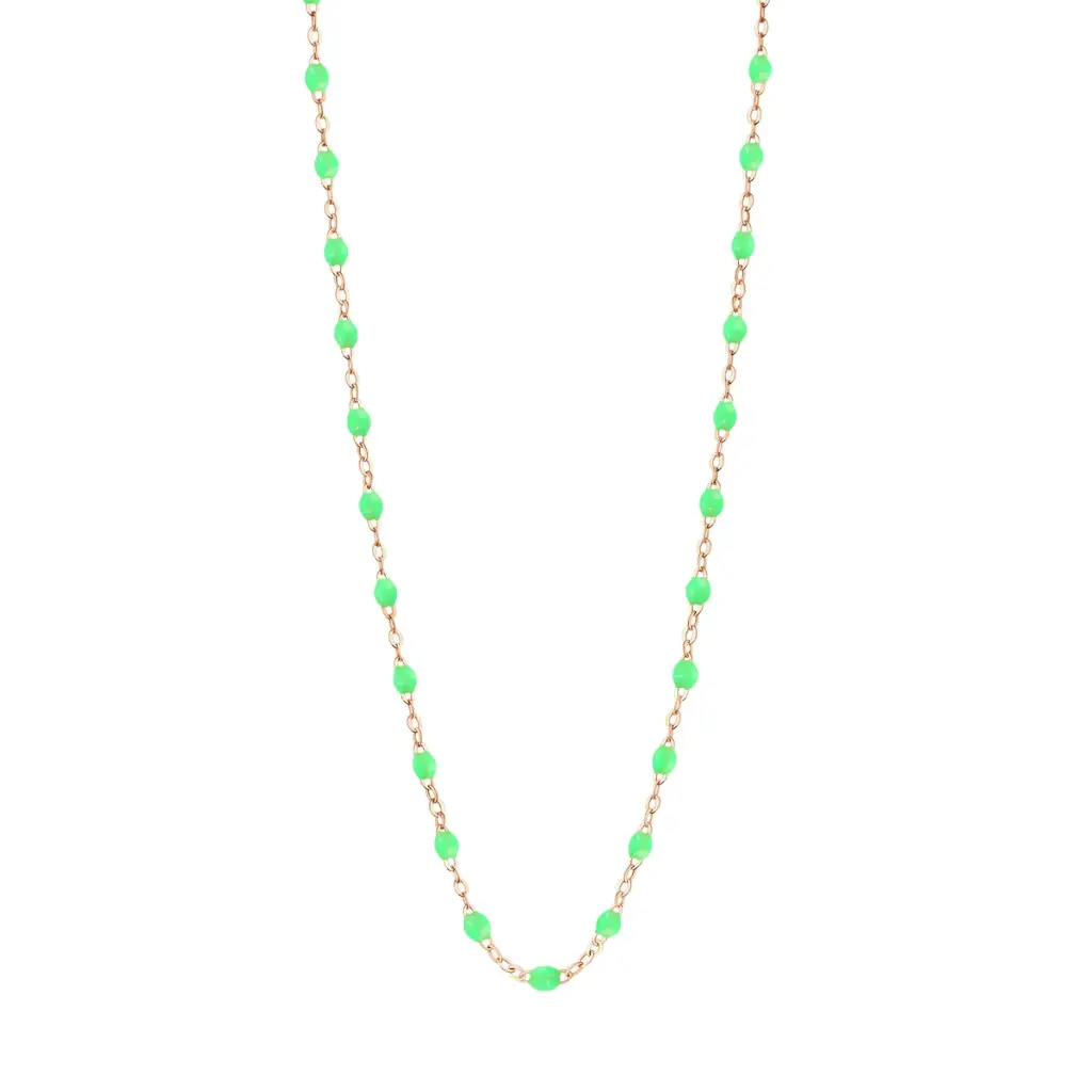 [B1GI001R36 42 XX] GIGI CLOZEAU - Classic Gigi NEON GREEN Necklace 18ct Rose Gold 42cm
