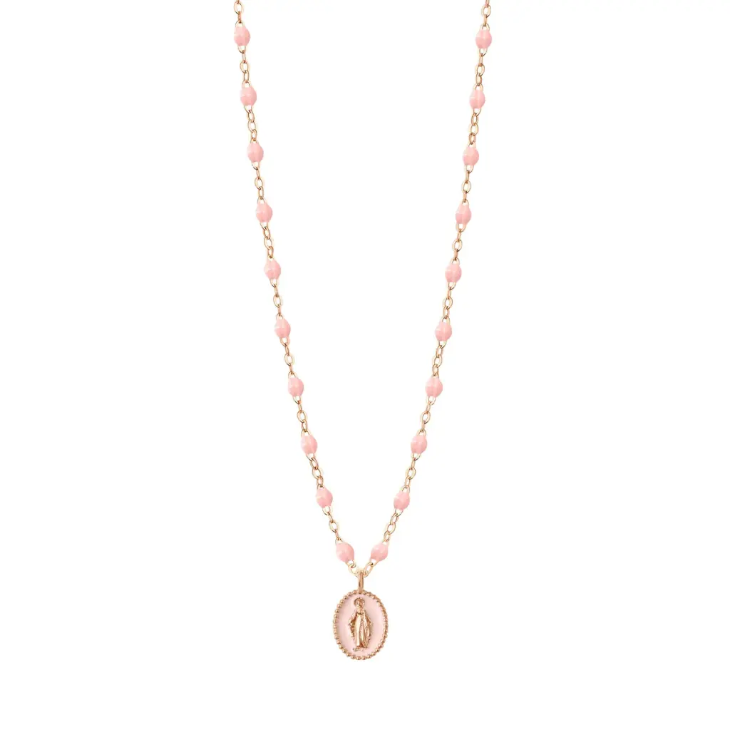 [B1VI008R28 42 XX] Madone Charm Necklace 18ct Rose Gold BABY PINK 42cm - GIGI CLOZEAU