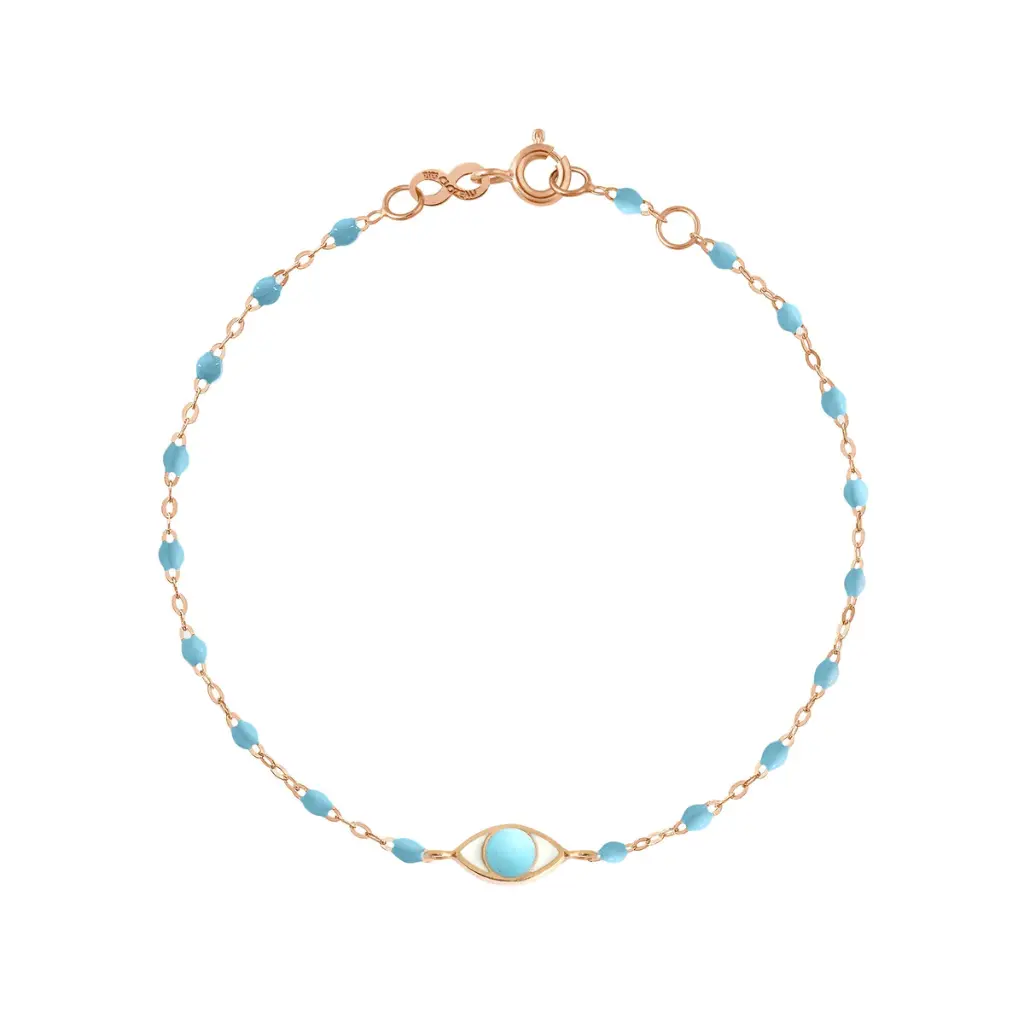 [B3EY002R34 17 XX] Resin Eye Bracelet 18ct Rose Gold TURQUOISE 17cm - GIGI CLOZEAU