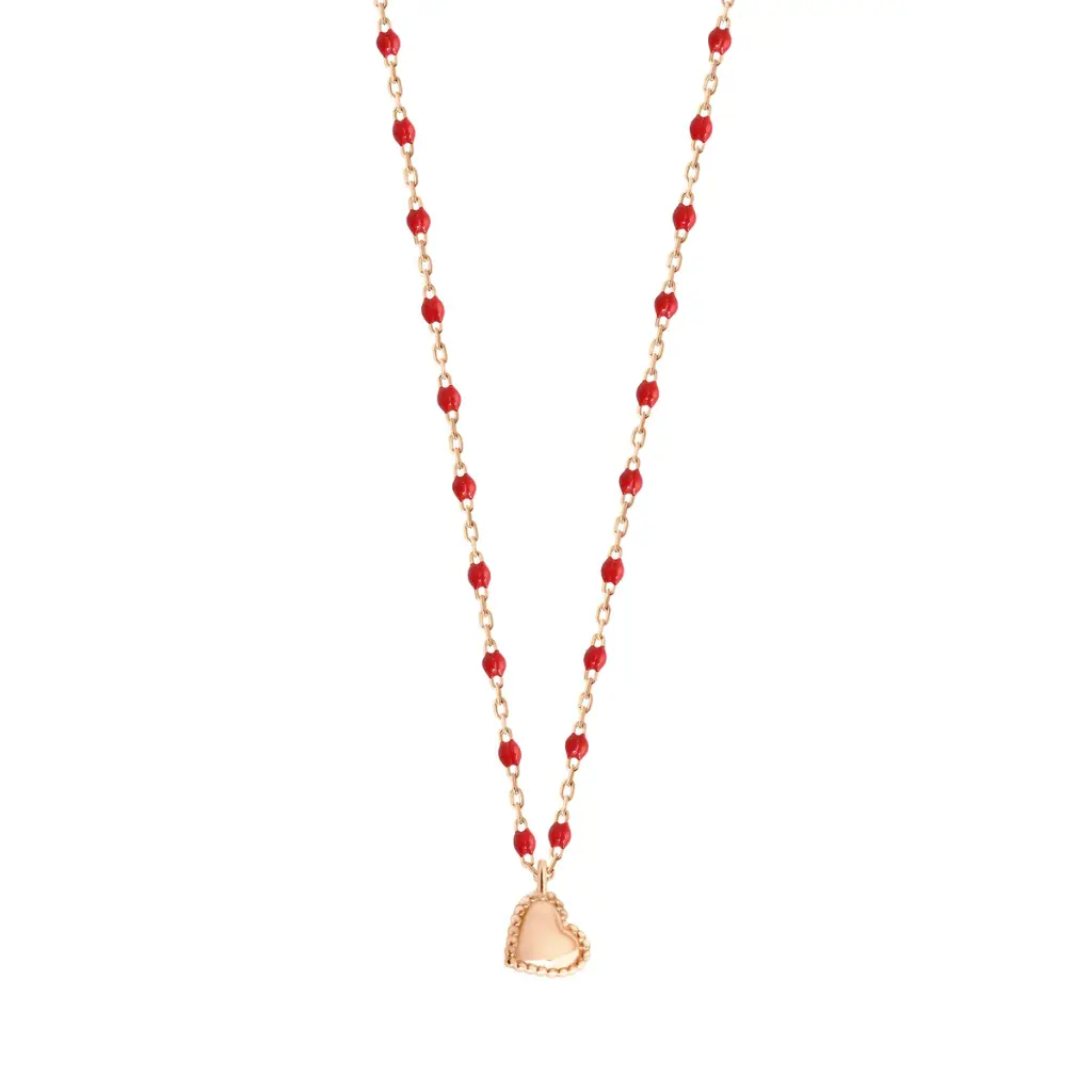 [B1LK012R31 40 XX] Lucky heart Necklace 18ct Rose Gold POPPY 40cm - GIGI CLOZEAU