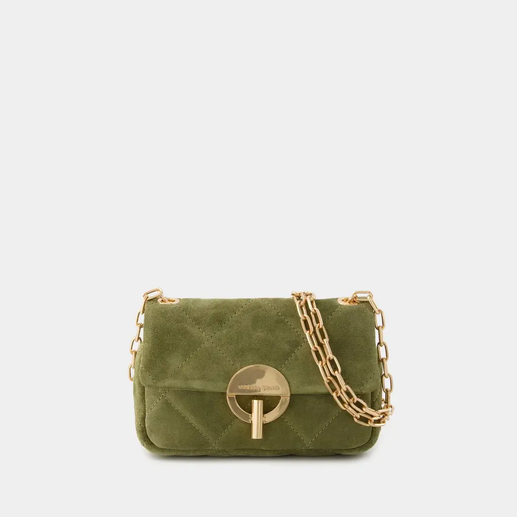 [2EVD13-V40326-667] VANESSA BRUNO - Suede Nano Moon Bag Kaki