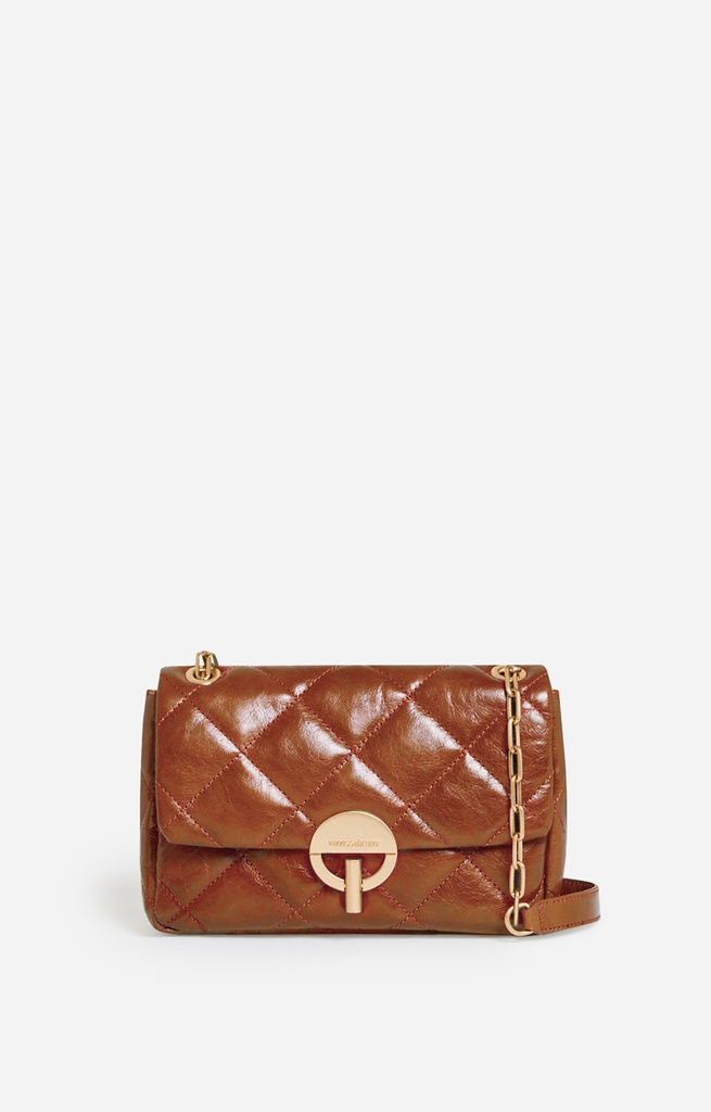 VANESSA BRUNO - Leather Moon MM Bag Tan