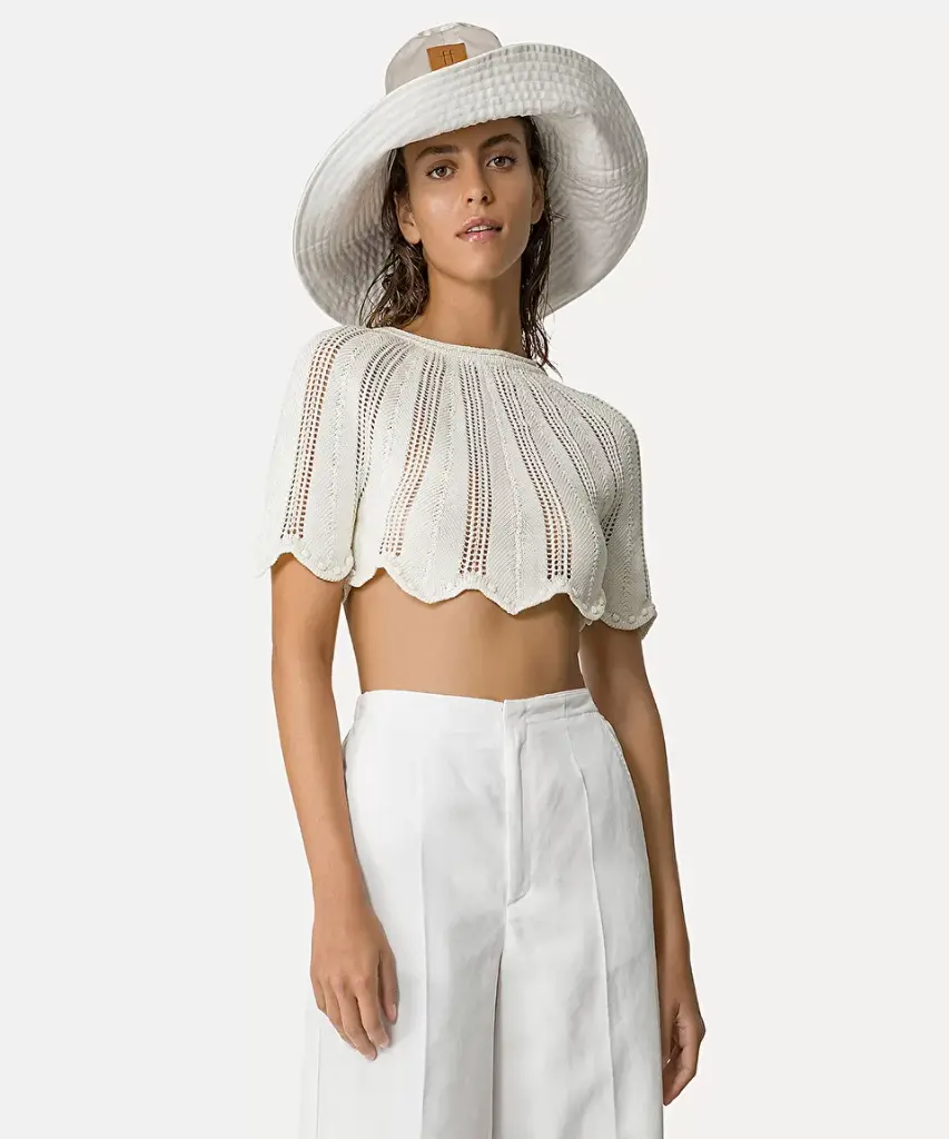 FORTE FORTE - Cape–style top in mercerised crocheted cotton