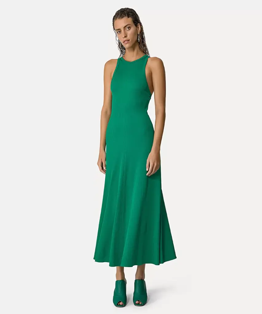 FORTE FORTE - Chic Viscose Ribbed Green Dress