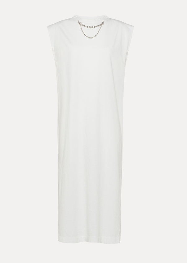 FORTE FORTE - Organic Cotton & Crystal Necklace White Dress
