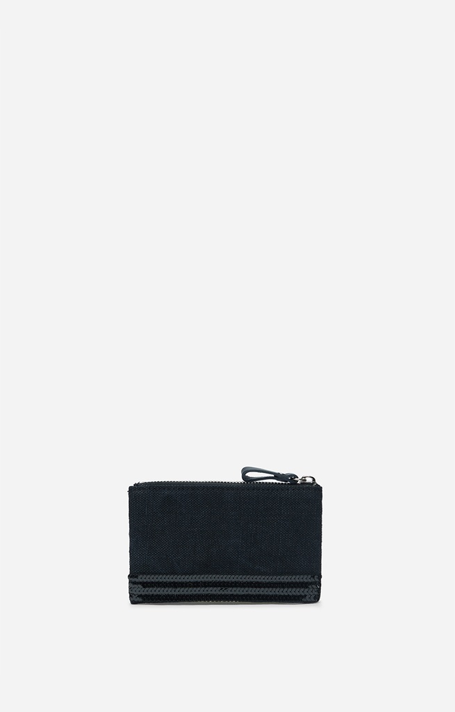 VANESSA BRUNO - Zipped Cluth Small Black - Canvas & Sequins 