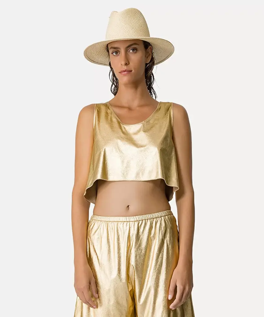 [12307_my top] FORTE FORTE - Top in Lamé Eco Deerskin
