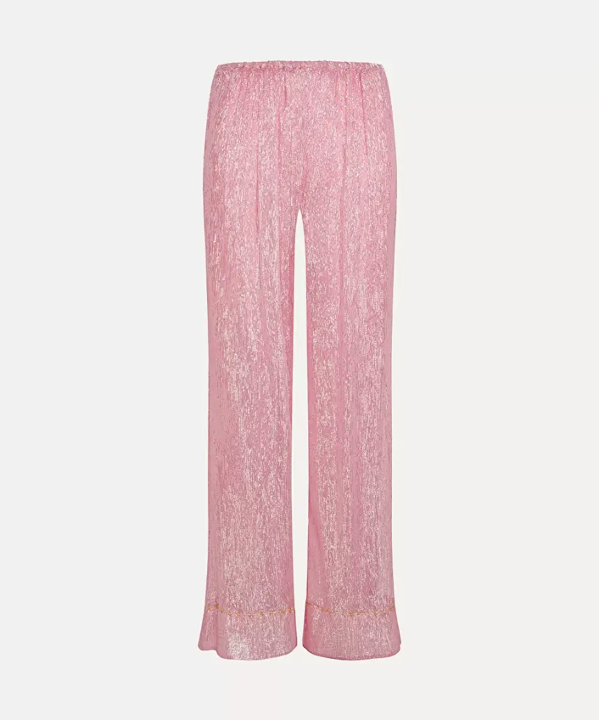 FORTE FORTE - Pyjama trousers in silk chiffon and lurex with beadwork