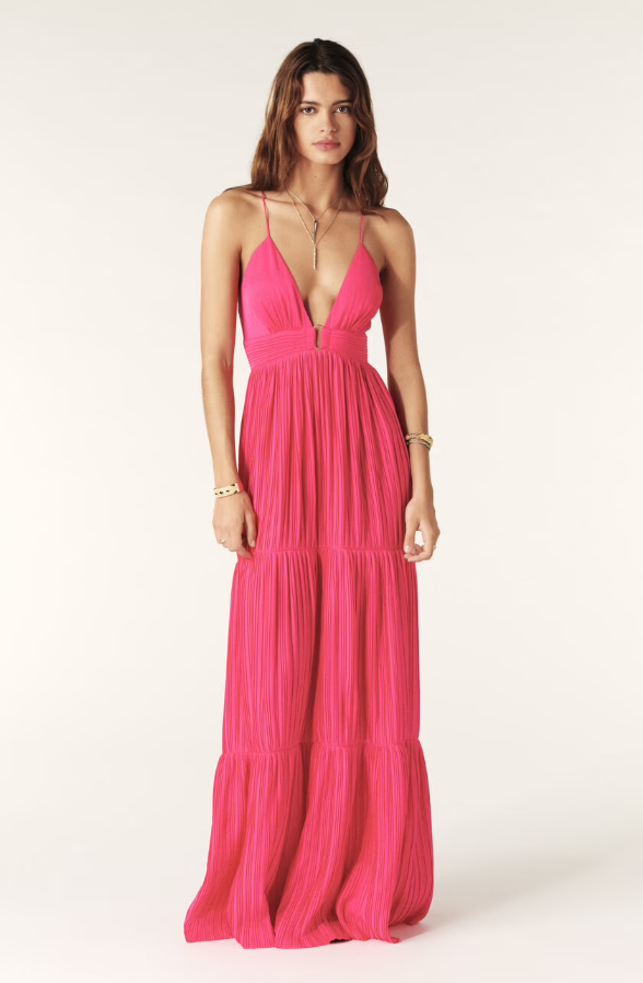 [1E24WAST] BA&SH - WASTA Long Dress Fuschia
