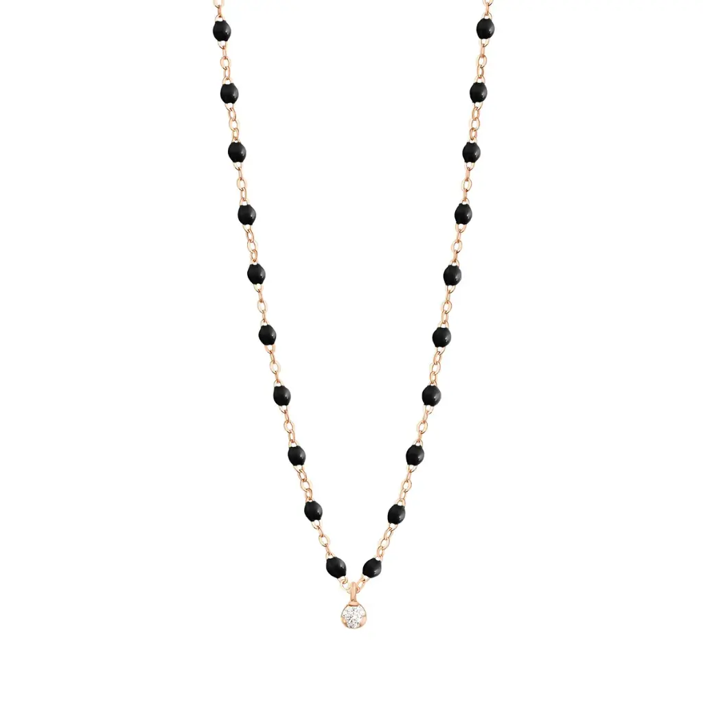 [B1GS001R20 42 DI] Gigi Supreme BLACK, 1 Diamond Necklace 18ct Rose Gold  42cm - GIGI CLOZEAU