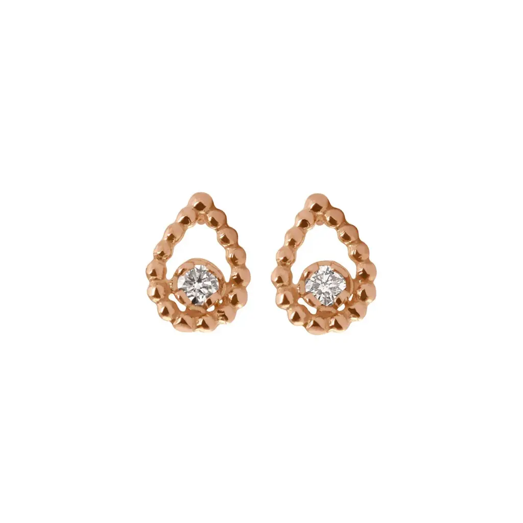 [B4LK001R00] Lucky Lotus Diamond Earrings 18ct Rose Gold - GIGI CLOZEAU 