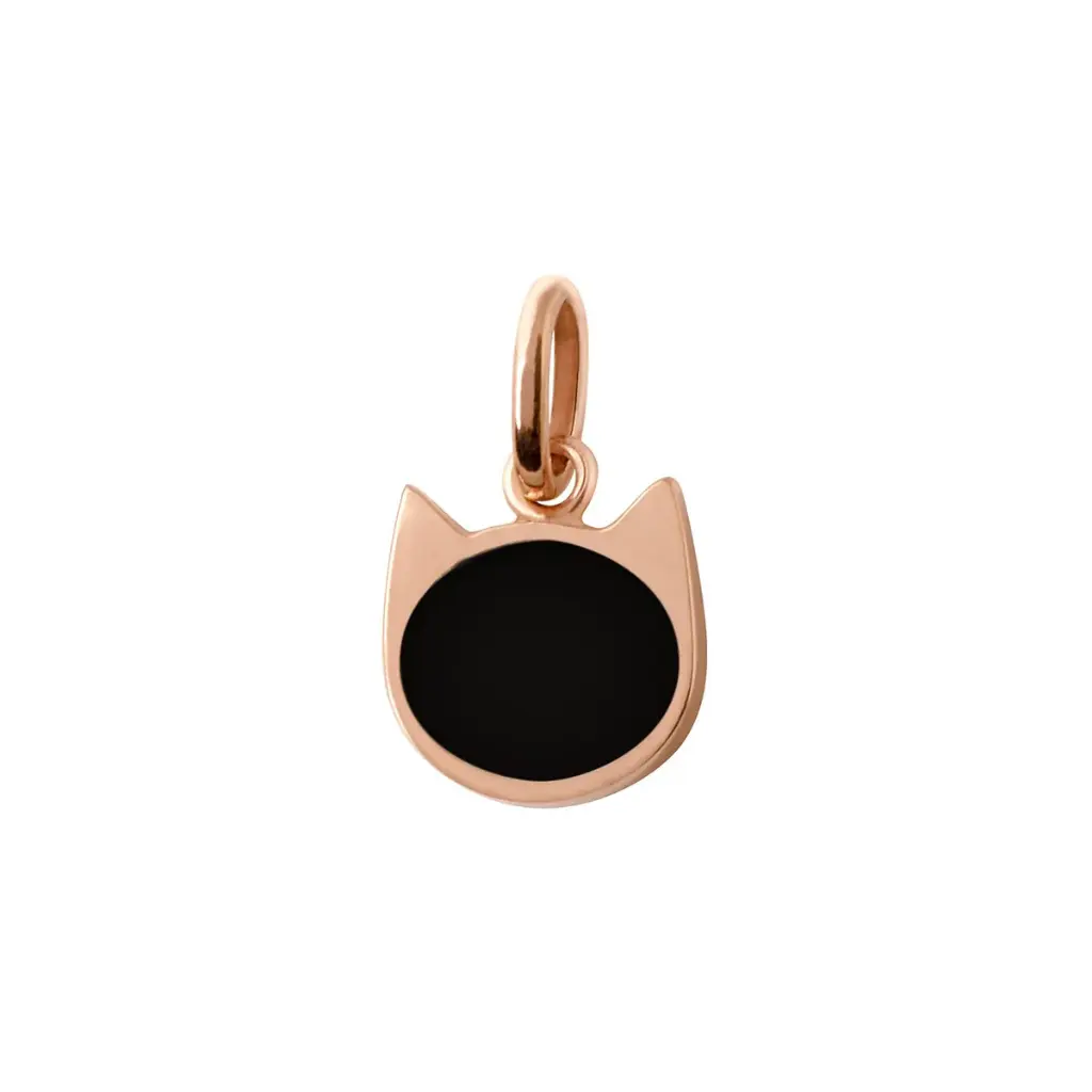 [B5CH001R20] GIGI CLOZEAU - Cat Black Resin Pendant 18ct Rose Gold BLACK Diamond