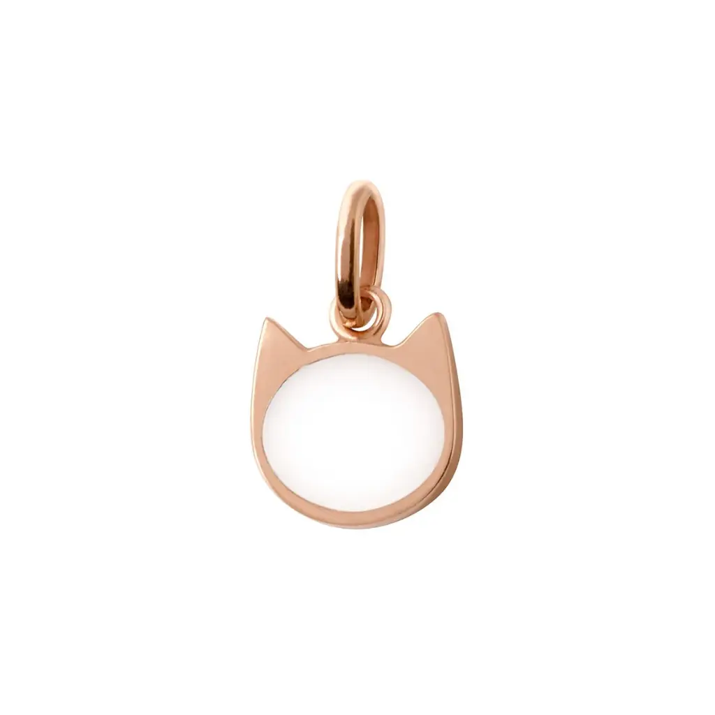 [B5CH001R01] GIGI CLOZEAU - Cat White Resin Pendant 18ct Rose Gold BLACK Diamond