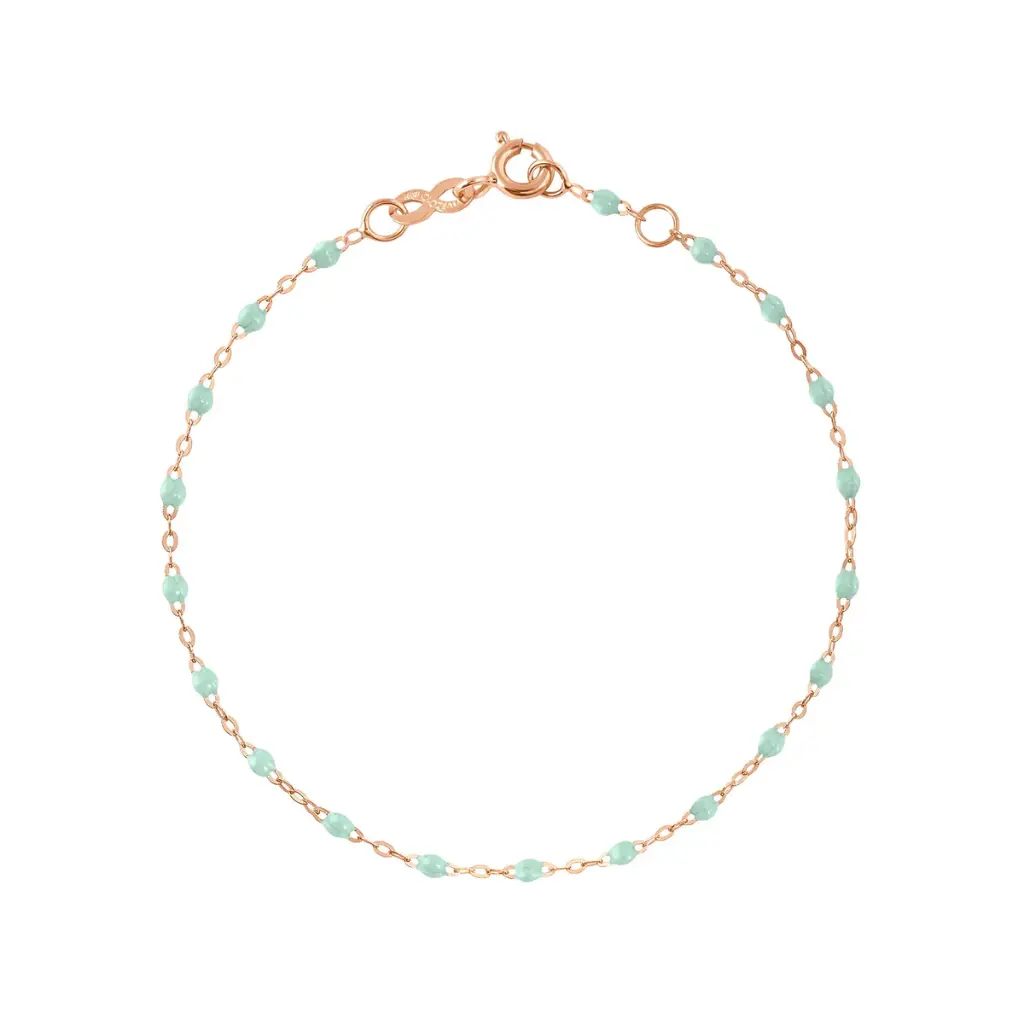 [B3GI001R17 15 XX] GIGI CLOZEAU - Child Classic Gigi GREEN JADE Bracelet, 18ct Rose Gold, 15cm