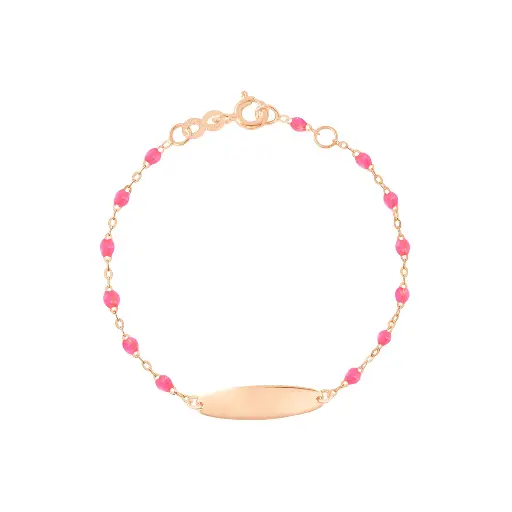 [B3LG002R29 13] Little Gigi NEON PINK Bracelet, Oval plaque 18ct Rose Gold 13cm - GIGI CLOZEAU