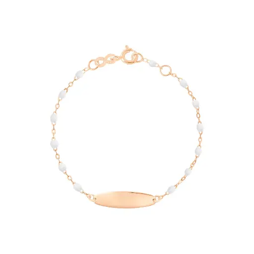 [B3LG002R01 13] Little Gigi WHITE Bracelet, Oval plaque 18ct Rose Gold 13cm - GIGI CLOZEAU 