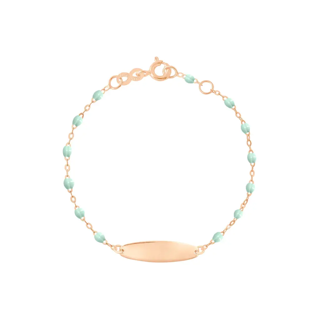 [B3LG002R17] Little Gigi JADE Bracelet 13cm, Oval plaque 18ct Rose Gold - GIGI CLOZEAU