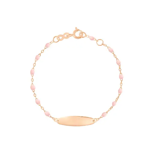 [B3LG002R28 13] Little Gigi BABY PINK Bracelet, Oval plaque 18ct Rose Gold 13cm - GIGI CLOZEAU