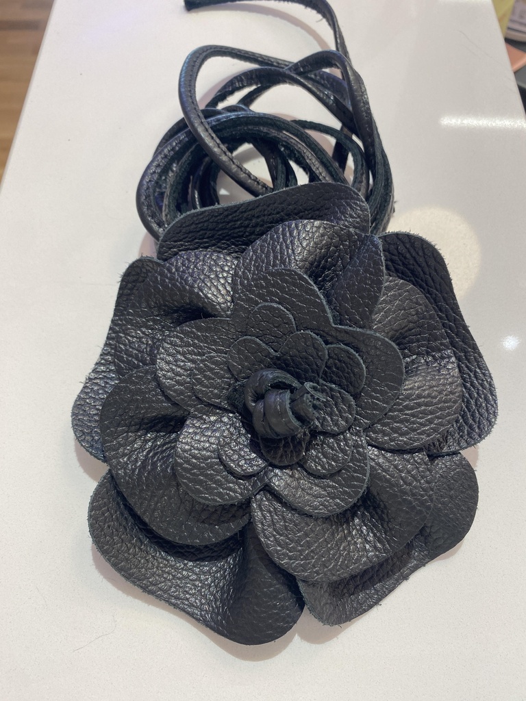 Camelia Belt Leather Black - BIDINIS BAGS