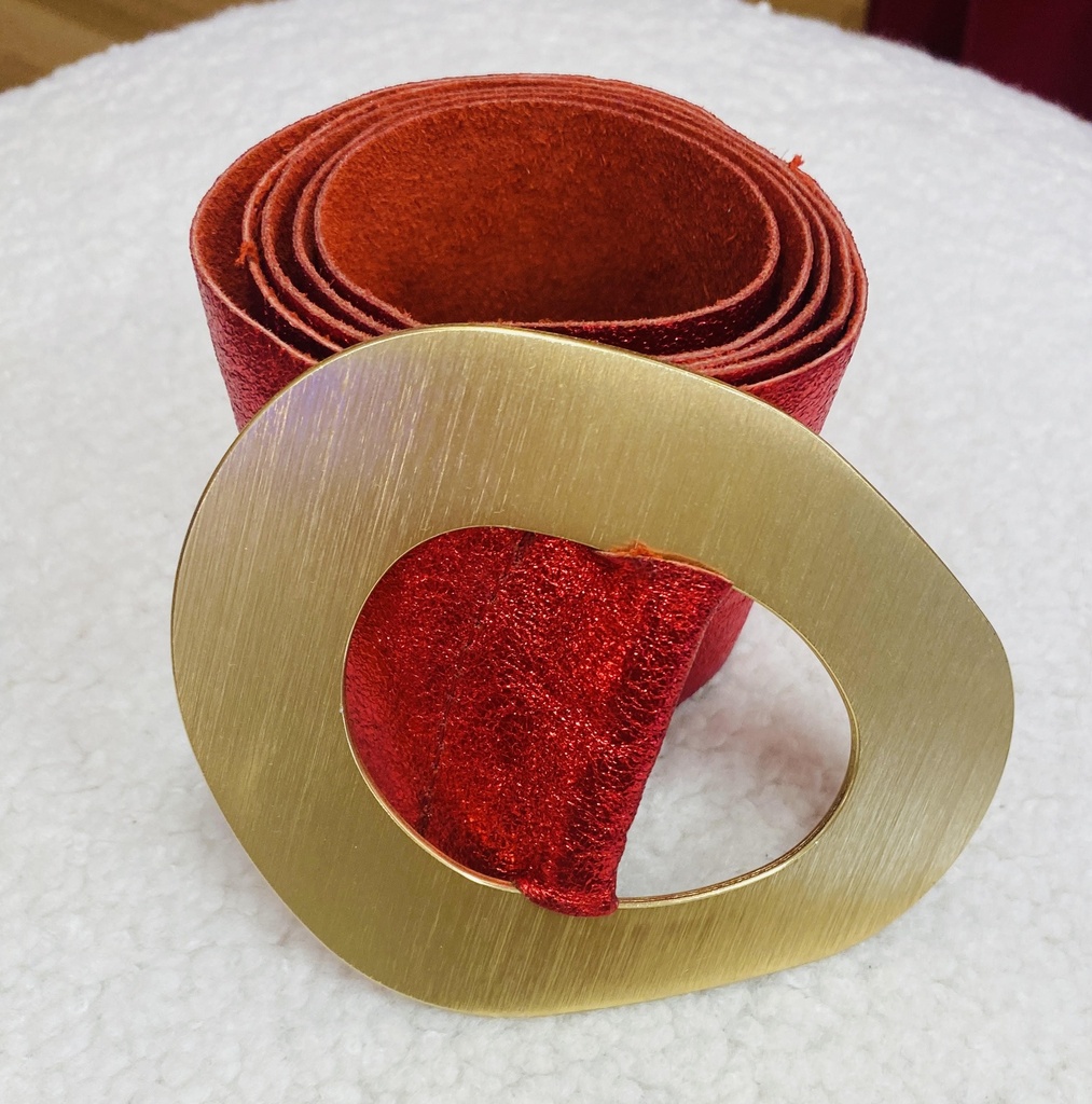 Patty Leather Belt Red - BIDINIS BAGS